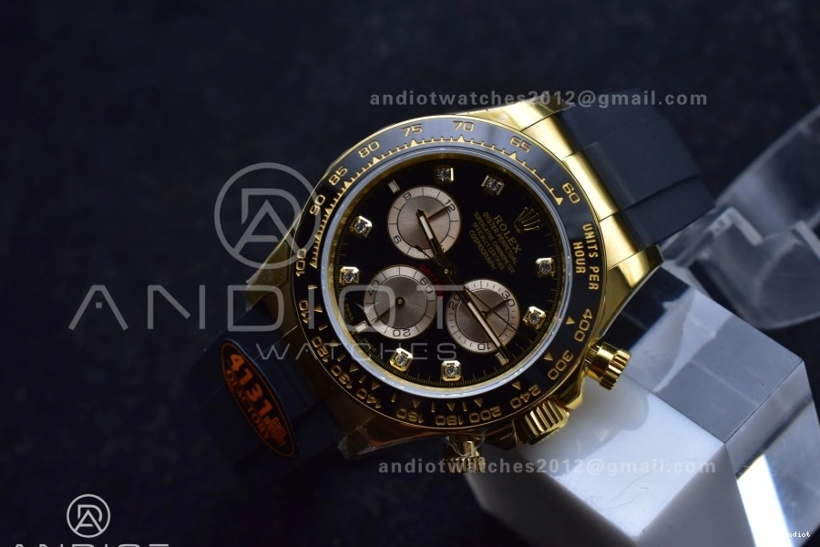 Strap SH4131 1:1 Daytona QF Oysterflex Diamonds V6 Black Best YG Dial on Edition (Weighted) 126518 0403